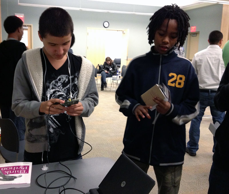 2012 Teen Tech campers checking out a Raspberry Pi