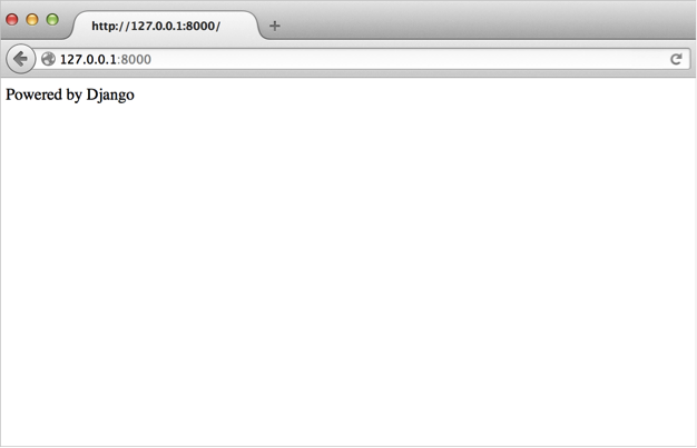 Browser window that display Powered by Django